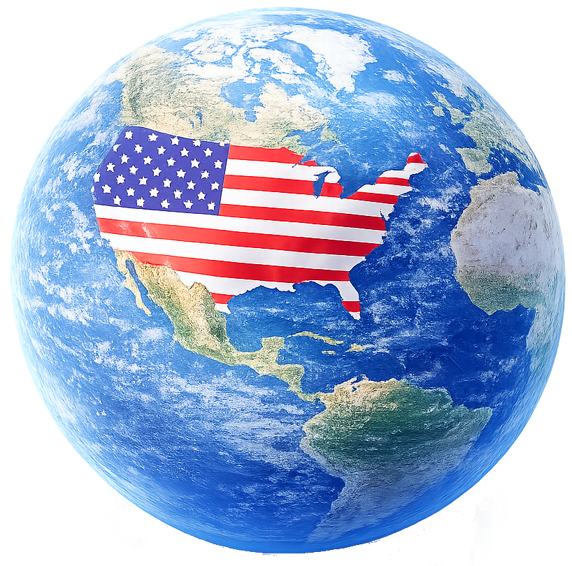 Globe with USA